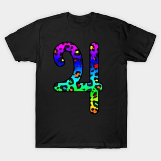 Jupiter Planet Symbol in Dark Rainbow Leopard Print T-Shirt